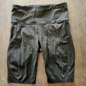 Olive Green Lululemon High-Waisted Shorts Size 6 With Pockets